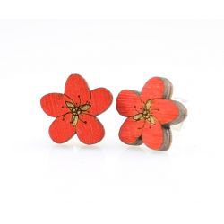 Cherry blossom stud wood earrings