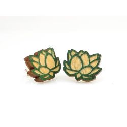 Lotus stud wood earrings