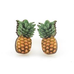 pineapple stud wood earrings