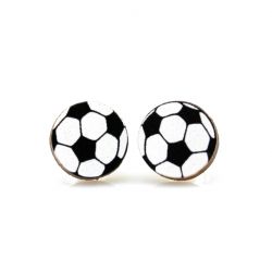 soccer ball stud wood earrings