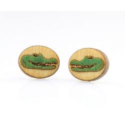 Gator stud wood earrings