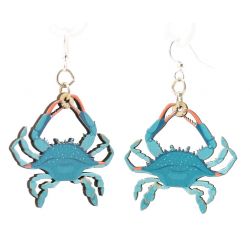 blue crab wood earrings
