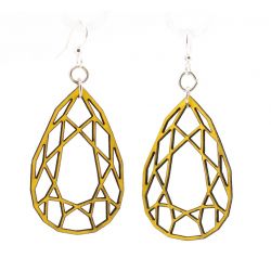 lemon yellow wood pear diamond cut earrings