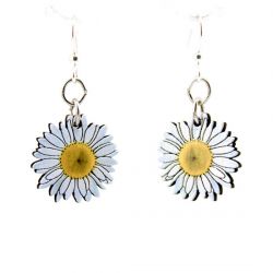 daisy blossom wood earrings