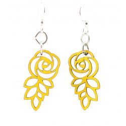 lemon yellow leafed blossom rose earrings