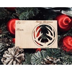 Antler Holiday Ornament Card in Natural Wood