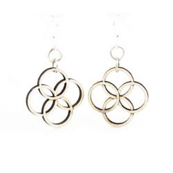 Natural wood integrated circle blossom wood earrings
