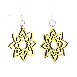 Neon Yellow blossom wood earrings