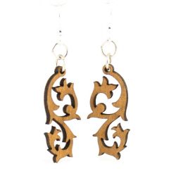 tribal blossom wood earrings