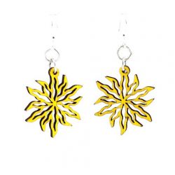 yellow wild flower blossom wood earrings