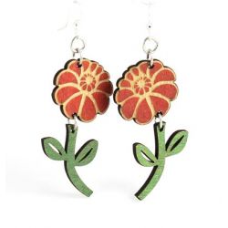 emy flower wood earrings