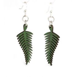green solid fern wood earrings