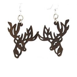 brown reindeer wood earrings