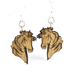 horse profile wood earrings