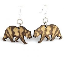 california bear wood earrings