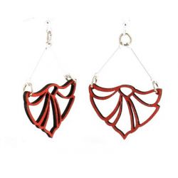 red fan flame wood earrings