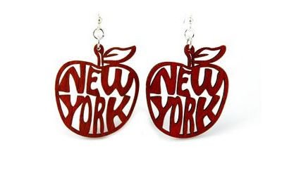 red ny apple wood earrings