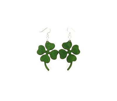 Four Leaf Clover Wood Earrings made from Eco Friendly Wood