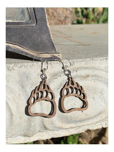 Brown bear paw earrings