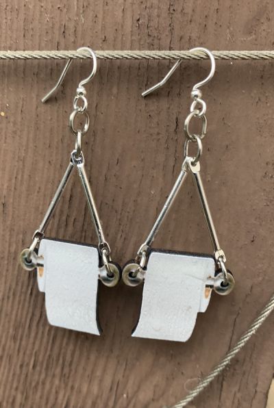 Toilet Paper Earrings made from Eco Friendly Wood